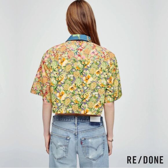 RE/DONE **NWT** Oversized Crop Shirt in Multi pineapple - Picture 4 of 16